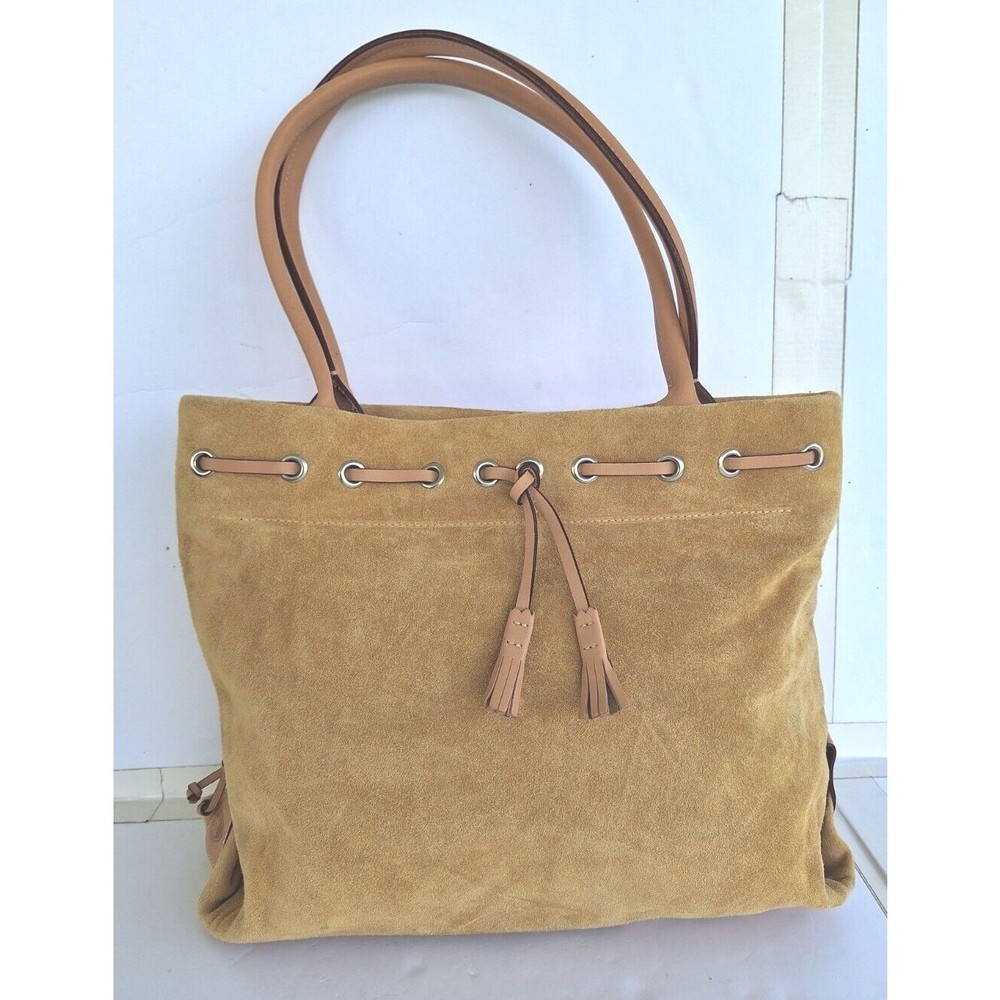 Dooney & Bourke womens authentic brown Suede Drawstring tote Shoulder Bag